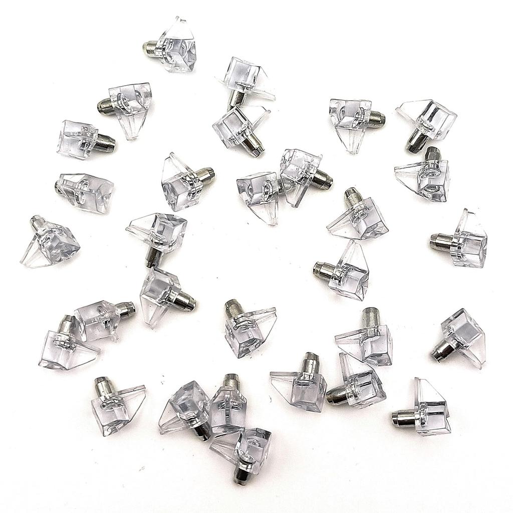 30pcs Clear Plastic 5mm Shelf Pins, 3/16 Cabinet Shelf Support Pegs for Kitchen Cabinets Bookcase Shelves Cupboard (Transparent)