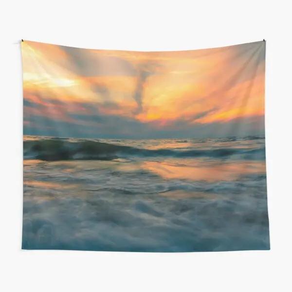 Ocean Sunset Tapestry Beach Wave Wall Hanging Tapestries Sky Cloud Scenery Tapestry  Home Decor for Bedroom Dorm Living Room