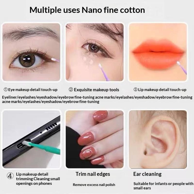 200Pcs Eyelash Cleaning Brush Lash Extension Micro Cotton Swab Eyelashes Microbrush Beauty Makeup Clean Remover Tools