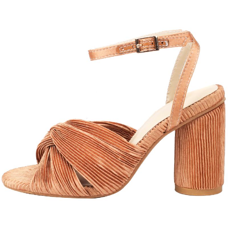 Straps Women's Sandals Summer Shoes 2024 Luxury Peep Toe Flip Flops Round High Heels Gold Pink Party Dance Wedding Shoes Ladies