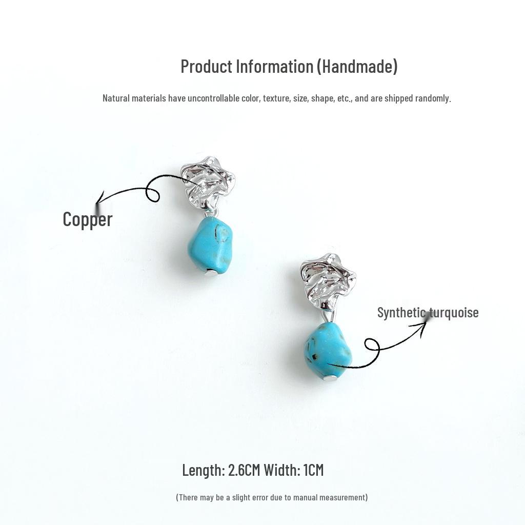 Handmade Chinese-Style Synthetic Turquoise Earrings: Retro Ethnic Design for Women