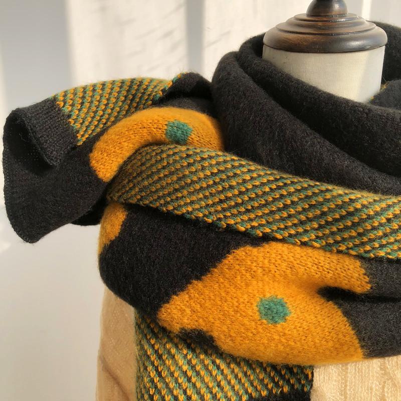 Imitation Cashmere Korean Version Versatile Long Style Age Reducing Student Warm Knitted Woolen Scarf Thickened and Warm