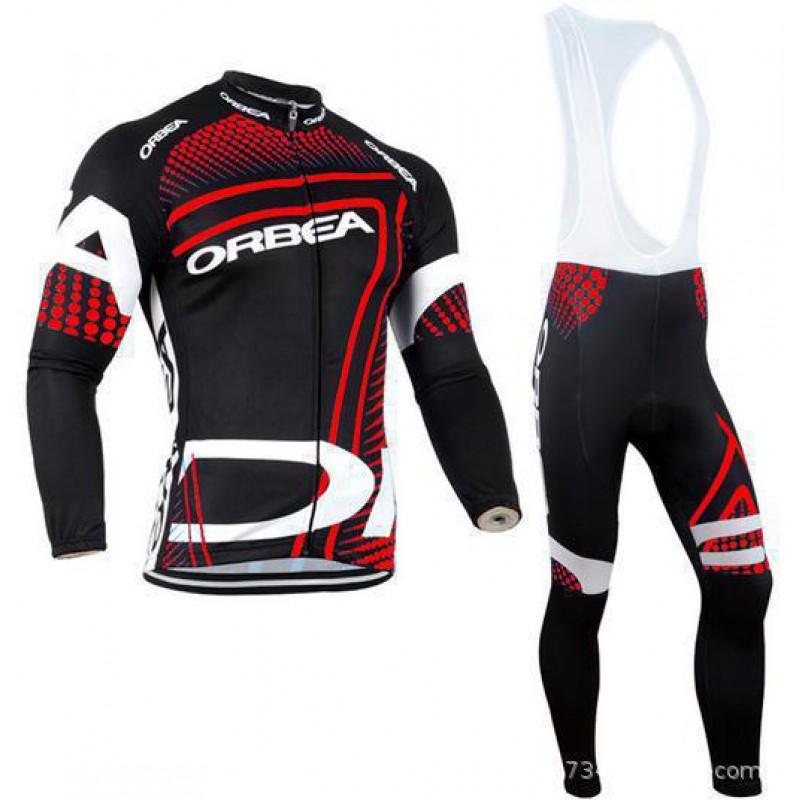 Mens Cycling Long Sleeve Jersey Bib Pants Set Lightweight Fleece Lined Winter Riding Outfit