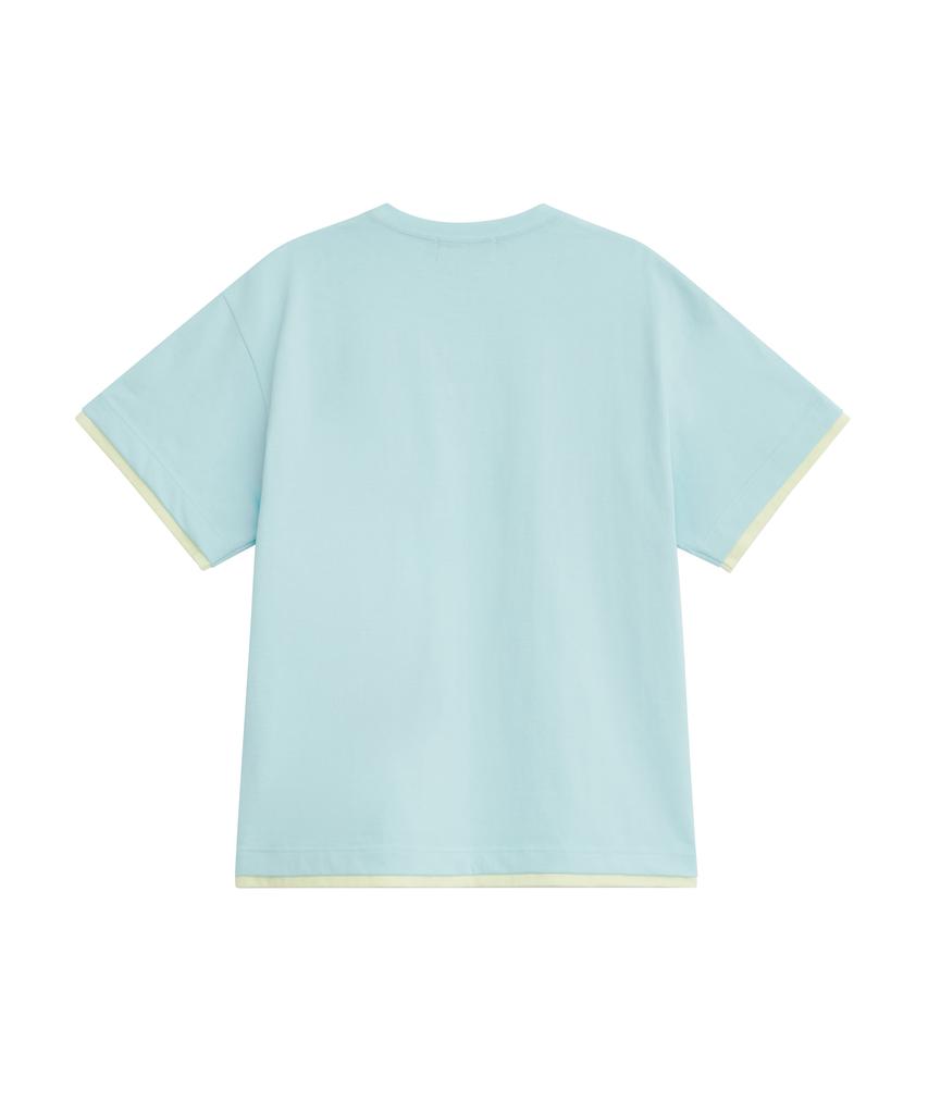 Lujeoseukeulleob Asymmetrical Cut Layered Short Sleeve T-Shirt Mint