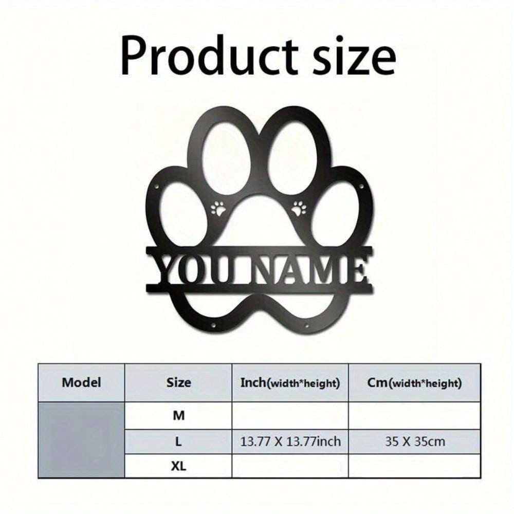 Benutzerdefinierte Hundename Schild Wandkunst Metall Pfotenabdruck Dekor für Tierliebhaber Einzigartiges Geschenk