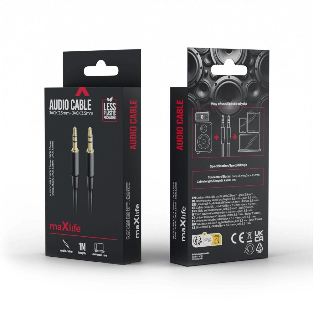 Audio Cable Jack 3.5 Mm - Jack 3.5 Mm 1 M Black Maxlife