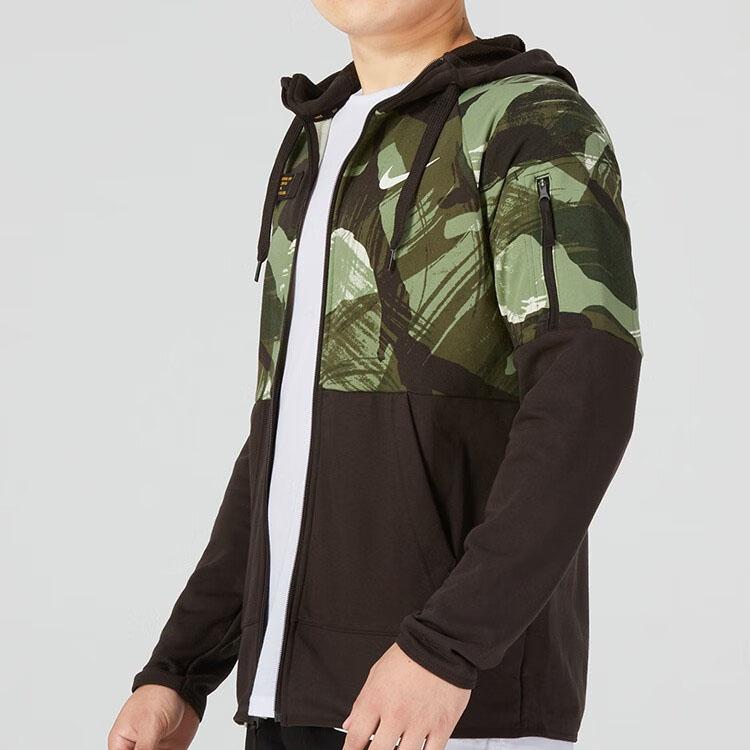 Nike Dri-FIT Camouflage Panel Fleece Hooded Jacket Men Outerwear Black DQ4791-220