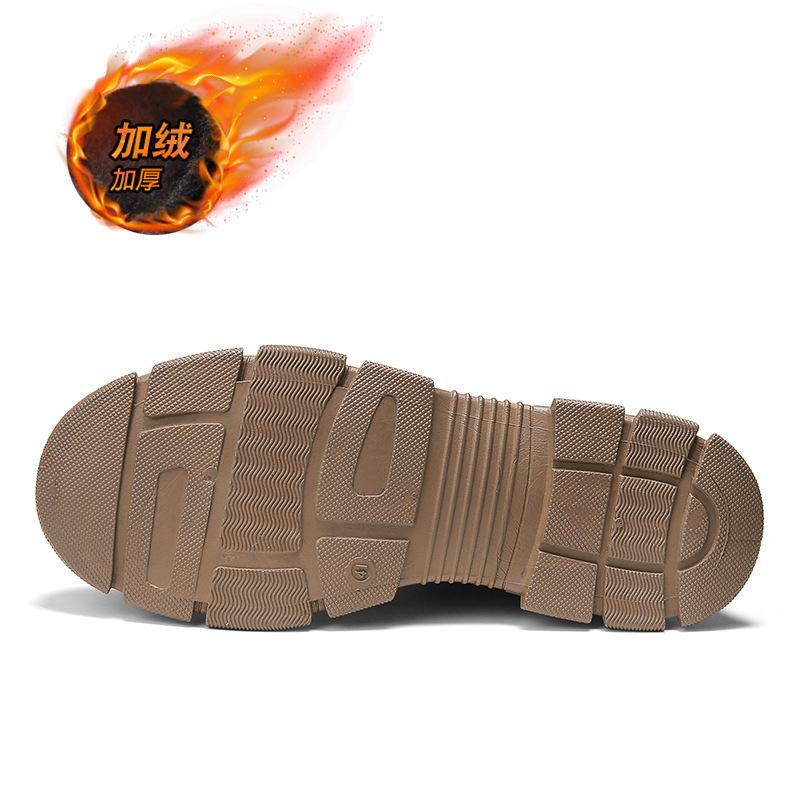 Men's boots trendy autumn and winter new leather shoes fashion casual shoes trendy high-top shoes cotton Martin boots retro trendy shoes 2807
