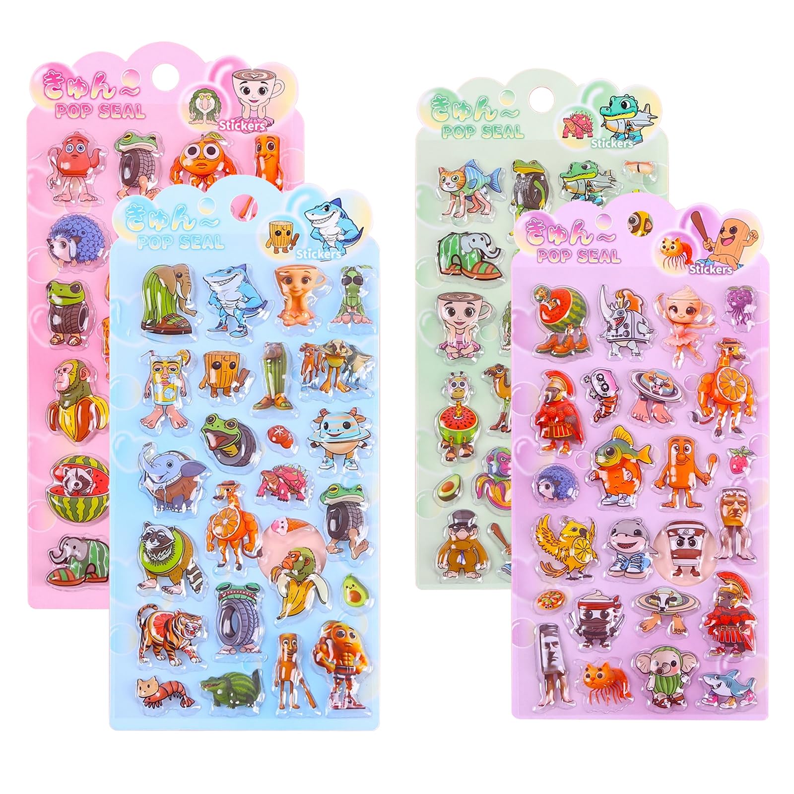 

Mayfoo 4-Piece 3D Puffy Embossed Epoxy Resin Stickers Repositionable Journal Notebook Envelope Decoration