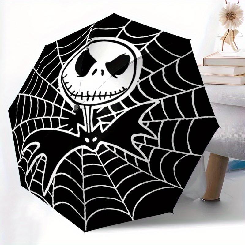 1pc Jack Skellington's Halloween Adventure Automatic Folding Umbrella - 3 Folding Design, Vivid Cartoon Pattern, Suitable for Outdoor Activi
