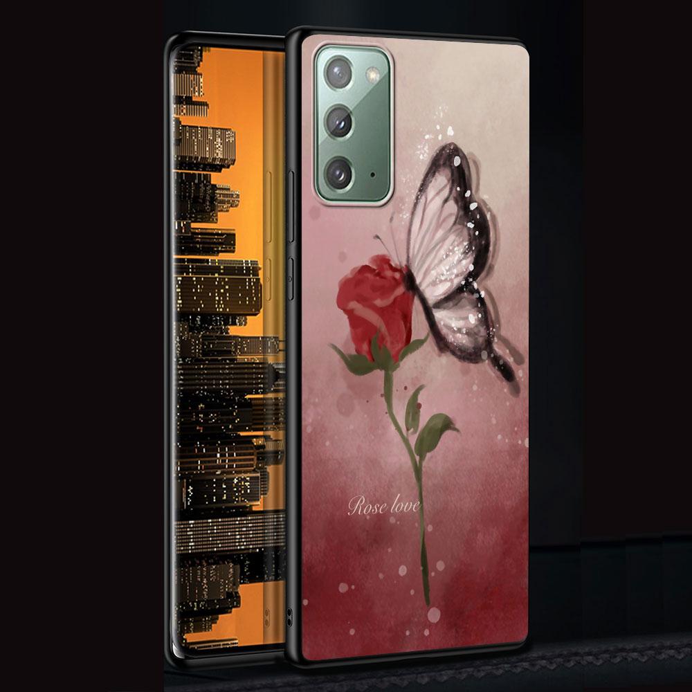 

Чехол с рисунком розы для Samsung Galaxy Note 20 Ultra 10 Lite 9 8 Силиконовый Черный Чехол для телефона Note20 Note10 Plus Funda Capa Samsung Note 10 Lite