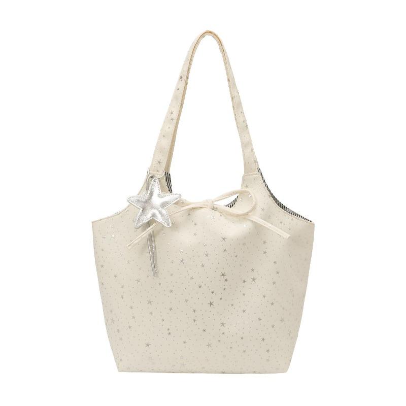Fresh stars, fashionable and casual personality, large capacity, simple texture, spring new women's shoulder tote bag