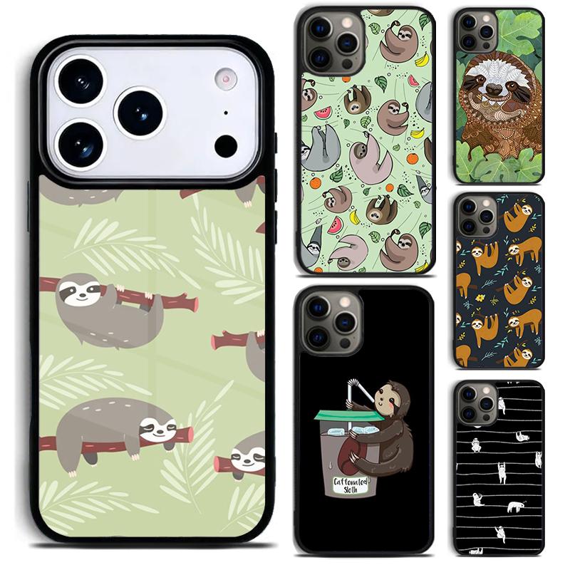 Cute Caffeinated Sloth animal Phone Case For iPhone 17 16 15 14 13 12 11 Pro Max Plus 17Air Soft Silicone Cover