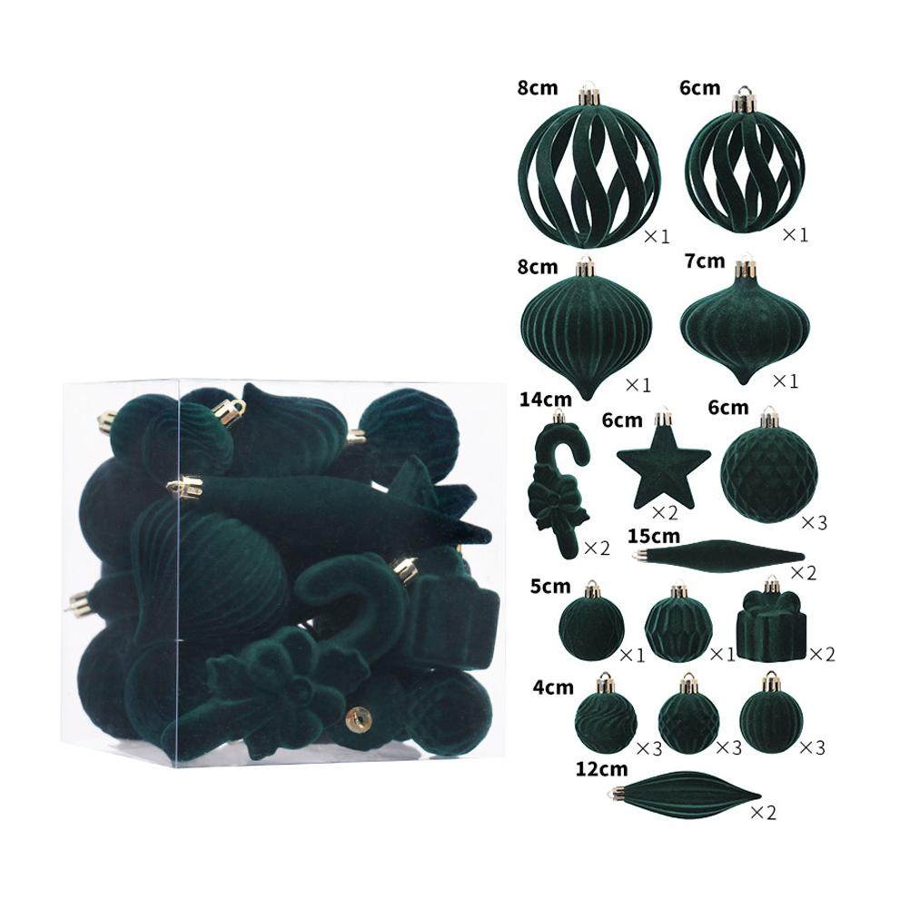 

Irregular Shaped Christmas Ball Set European Style Plush Ornaments Multi Color Designs Easy Install Tree Wall Decor For Home 01 зелений