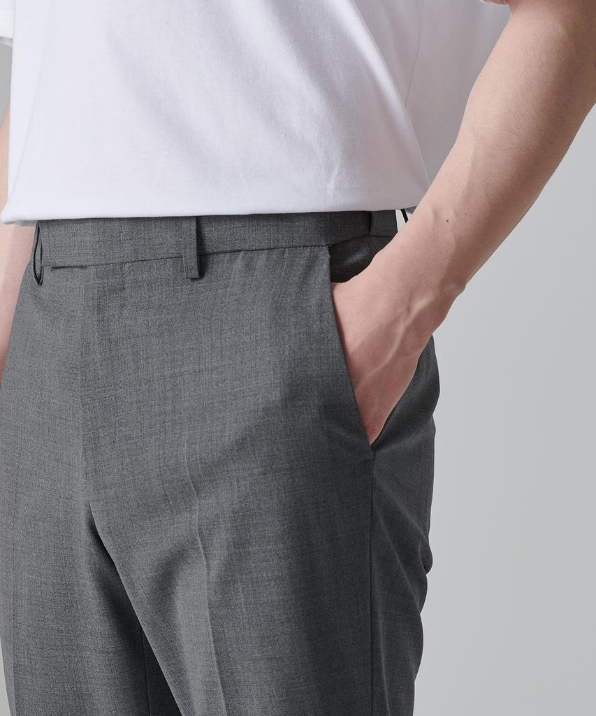 MUSINSA STANDARD Summer Wool Relaxed Tapered Hidden Banding Crop Slacks [Medium Gray]