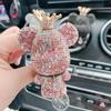 Křišťálový přívěsek do auta s mašlí a medvídkem, ozdoby k zavěšení na zrcátko, diamantová bling výzdoba interiéru auta, dámské doplňky