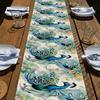 Peacock Ink Painting Style Linen Table Runner Home Decorations Modern Chinese Kitchen Dining Table Runners Holiday Party Decor