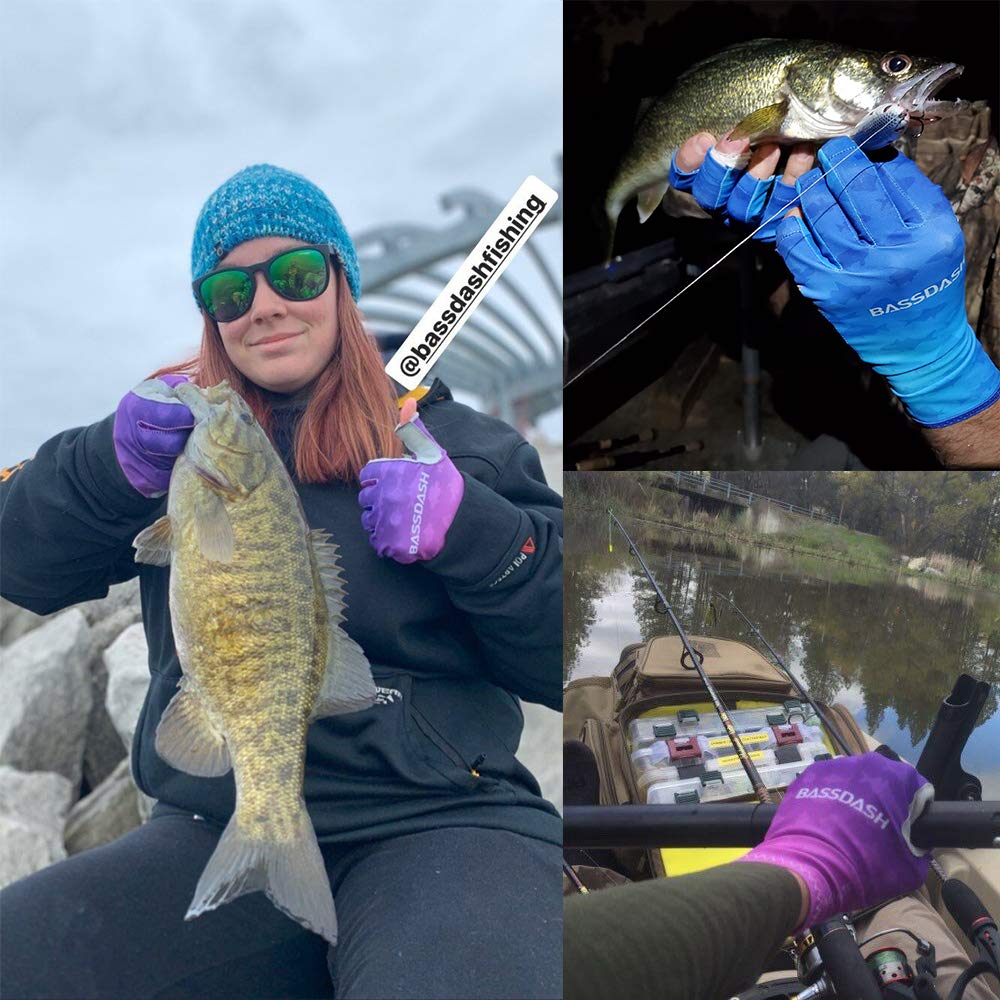 Bassdash Fishing UPF UV Sun Quick Finger Women's Gloves, 50+ Protection, Protection, Drying, 3/4