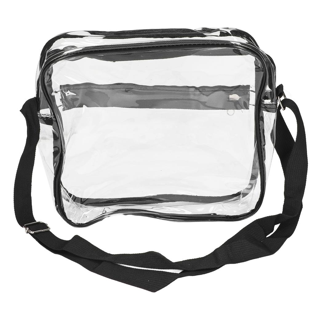 Transparent Messenger Shoulder Bag Clear Tote Bag Purse with Zipper Closure for Outdoor Traveling