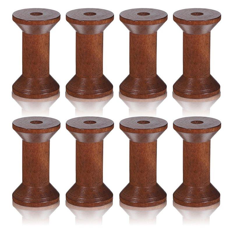 

HHO-Bulk 2 Wooden Thread Spools- 8Pcs Empty Craft Spools In Natural Wood Barrels, Antique Style