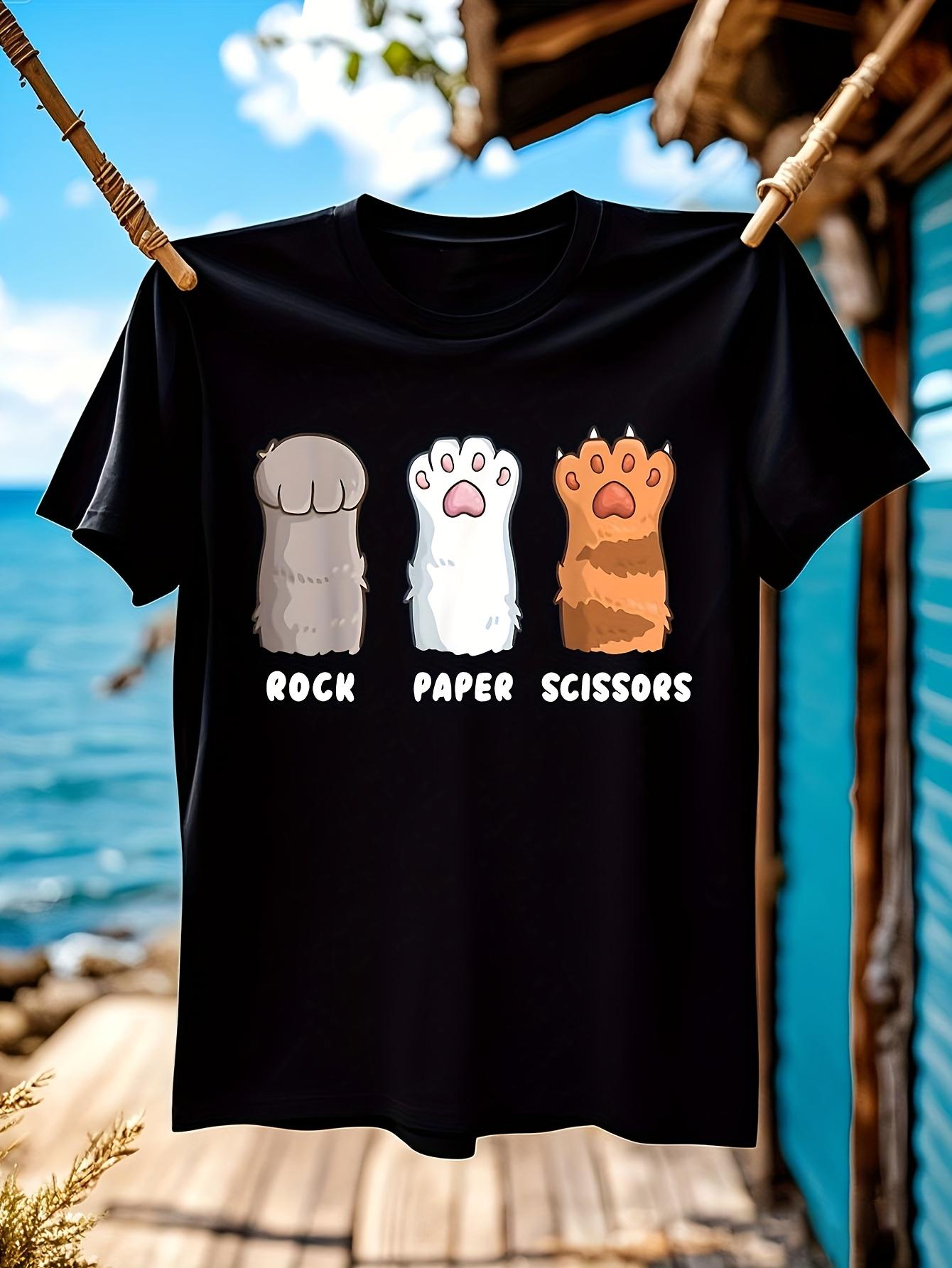 Funny Tshirt Funny Rock Paper Scissors Cat Graphic Tshirt XXXXL
