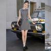 Bailuyu Französisches Revers Ärmelloses Mittellanges Kleid