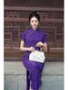 2025 Spring/Summer Red Cheongsam Long Dress - Chinese Style, Short Sleeve Performance Costume