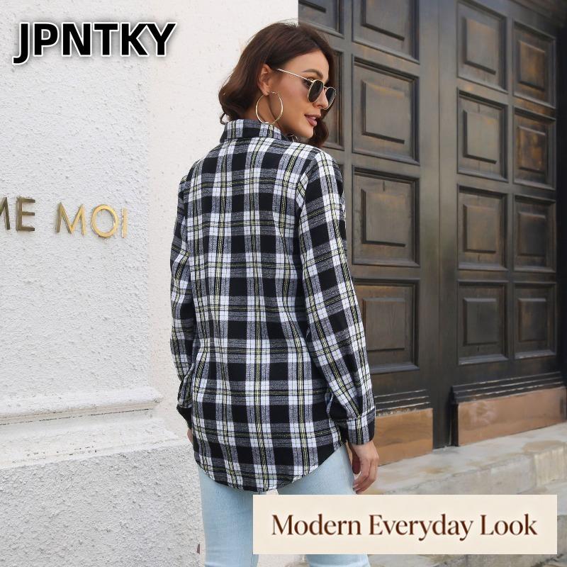 JPNTKY Women's Fashion Casual POLO Neck Long Sleeve Blouses & Shirts