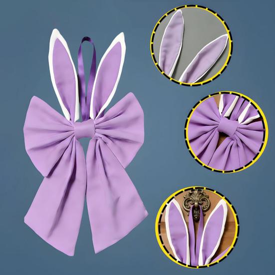 Easter Bow for Wreath Holiday Fabric Decorative Bow with Bunny Ear for Spring Summer Front Door Wall Window Indoor Outdoor Home Decor