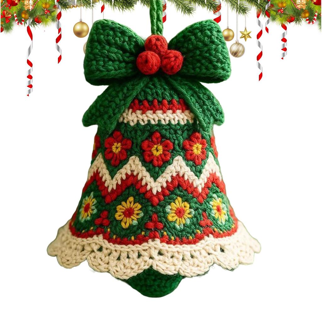 Crochet Christmas Ornament Kit Christmas Bell Pendant Knitting Kit Handmade Crafting Supplies For Family Bonding Mindfulness