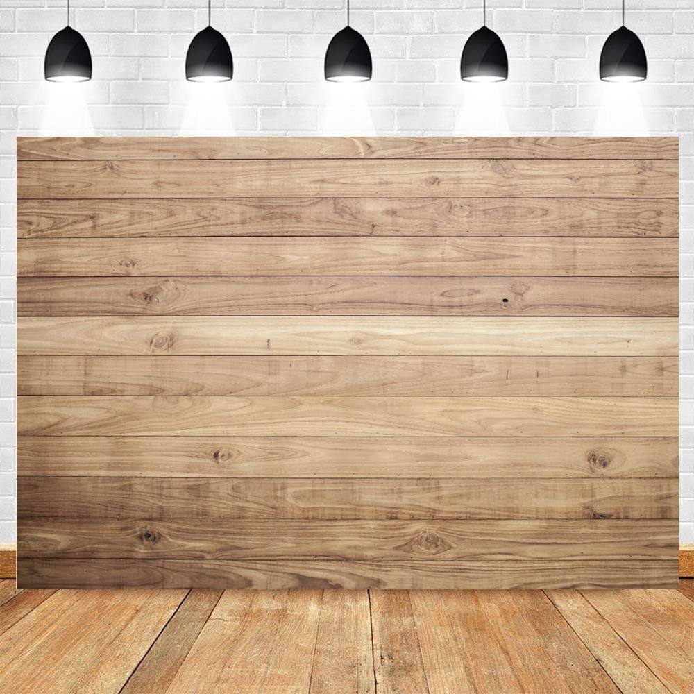 Wood Backdrop for Food Baby Portrait Photography Backdrops White Brown Wooden Board Plank Background for Party Decor Custom