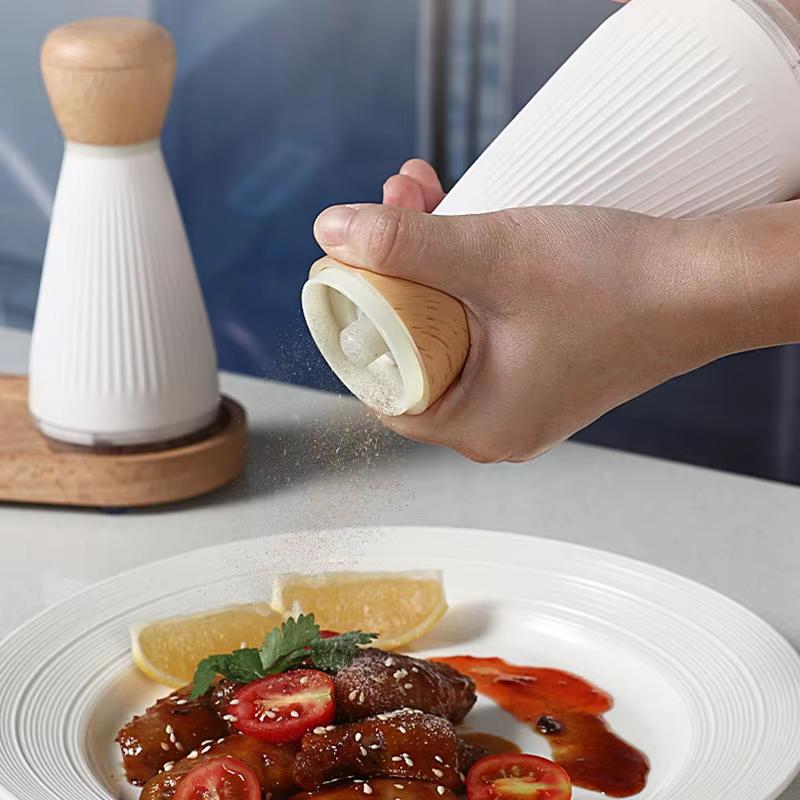 Manual Salt and Pepper Grinder Set Ceramic Grinder with Bamboo Stand Adjustable Coarse Salt and Pepper Mills Kitchen Gadgets