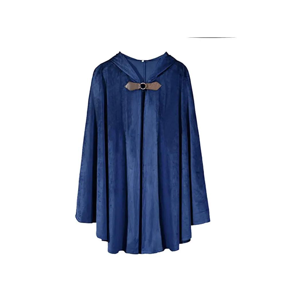 Men's Velvet Cloak With Hood Renaissance Medieval Hooded Cloak For Women Men Halloween Steampunk Pullover With Metal Loop Clasp