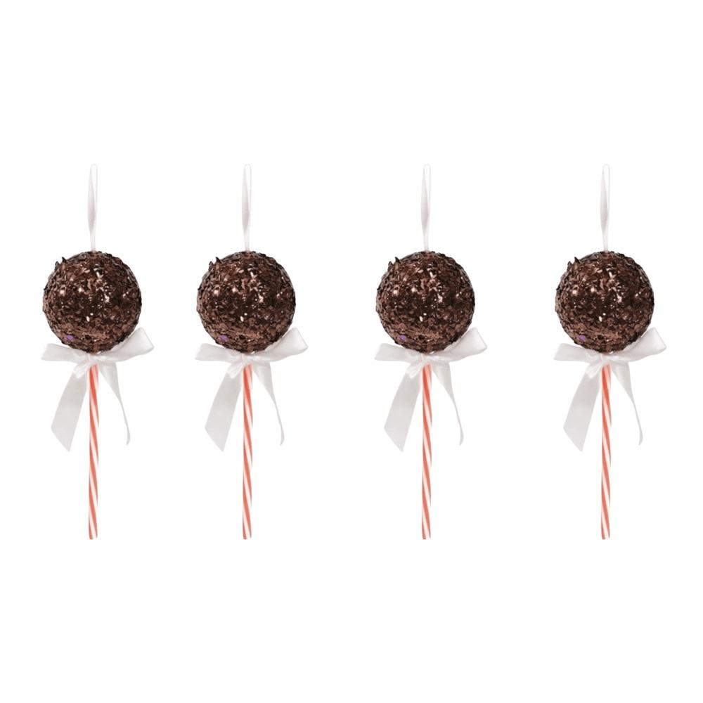 4PCS Sequins Bow Christmas Balls Pendants Foam Ball Fake Lollipop Xmas Decorations Wedding Party