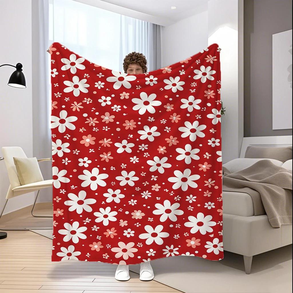 Floral Pattern Blanket Microfiber Flannel Cover Blanket Bedroom Living Room Sofa Soft And Comfortable Home Decoration