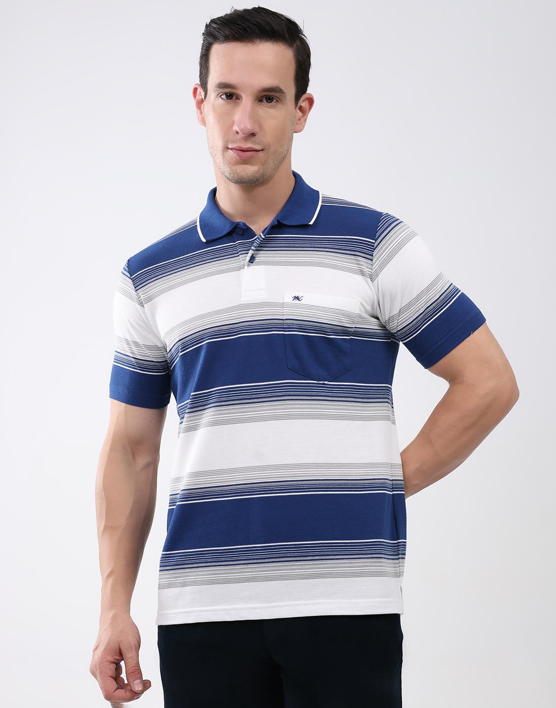 Monte Carlo Men Collar Neck Half Sleeves T-Shirt XL темно-синий