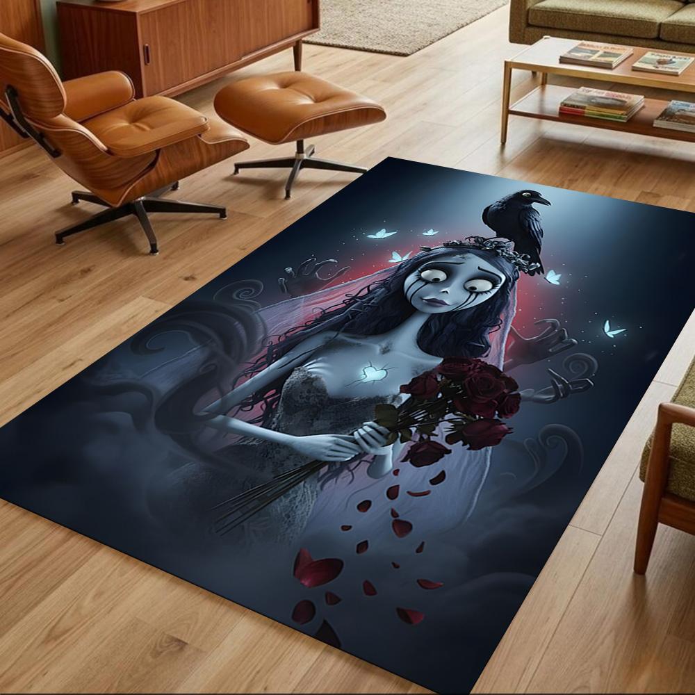 Corpse Bride Eternal Love In Graveyard Non-Slip Home Carpet Design for Office Decor Living Room Bedroom Gift
