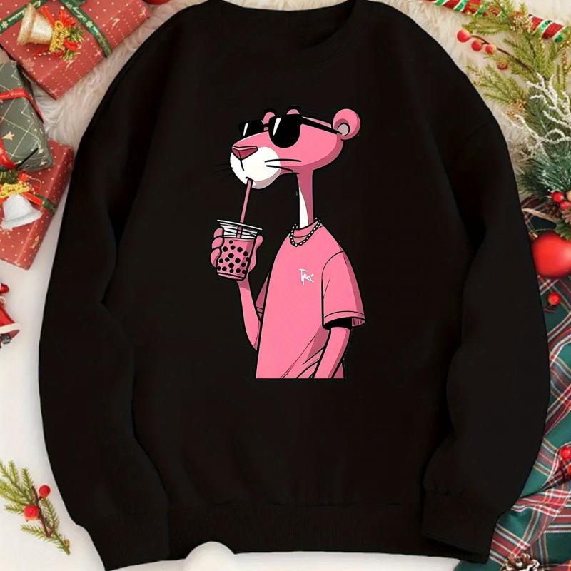 TUME Women's Cartoon Sweatshirt - Loose Casual Plus Size Round Neck Hoodie