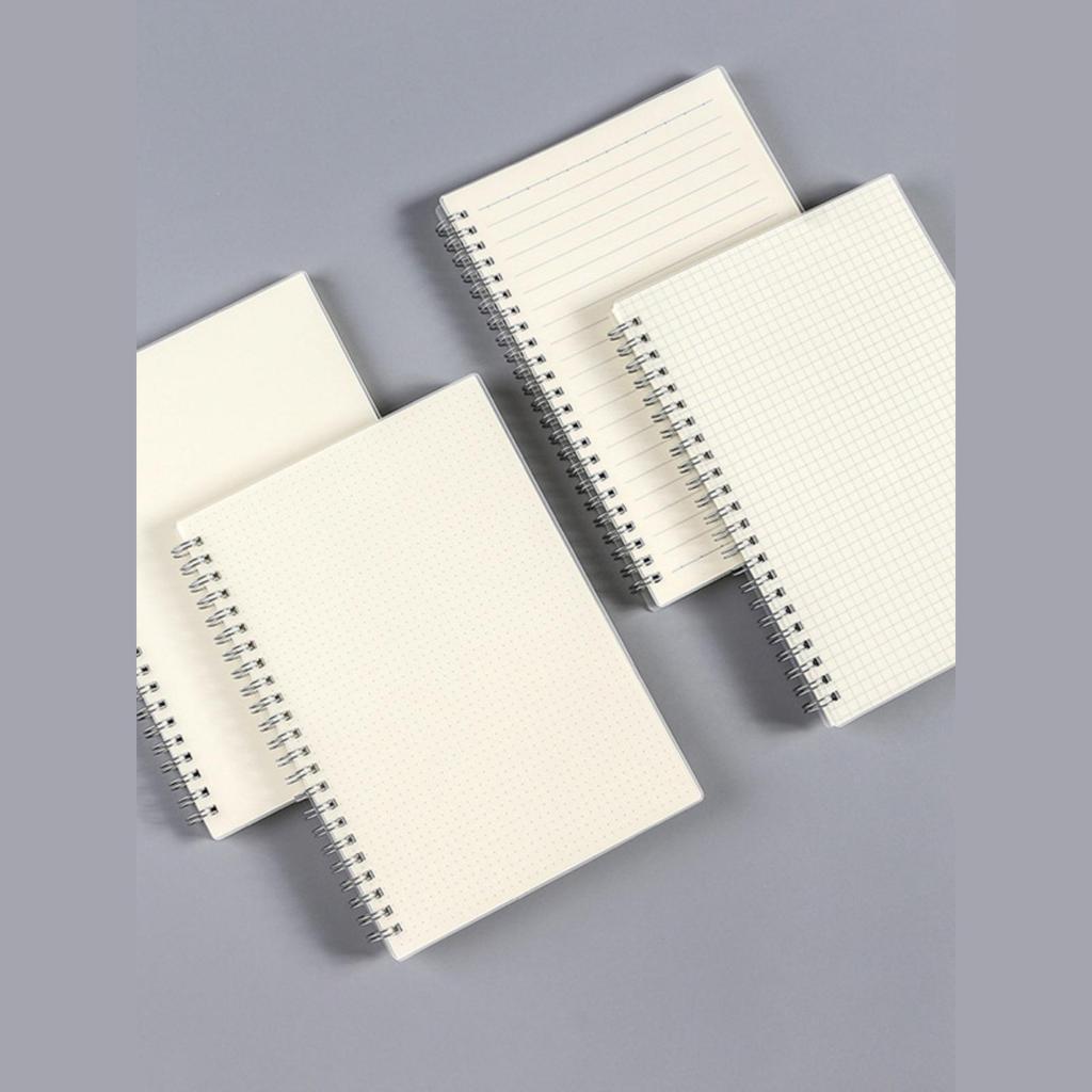 Minimalist PP Coil Notebook Set: A5 Lined, B5 Grid, Elastic Band, Thick Pages, Blank for Students