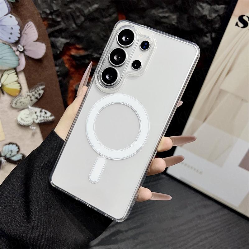 

For Magsafe Case For S26 S25 S24 S23 S22 S21 FE Plus Ultra A57 A37 A17 A56 A36 A26 A16 A07 A55 A35 A15 Magnetic Acrylic Cover Galaxy S26 чистый