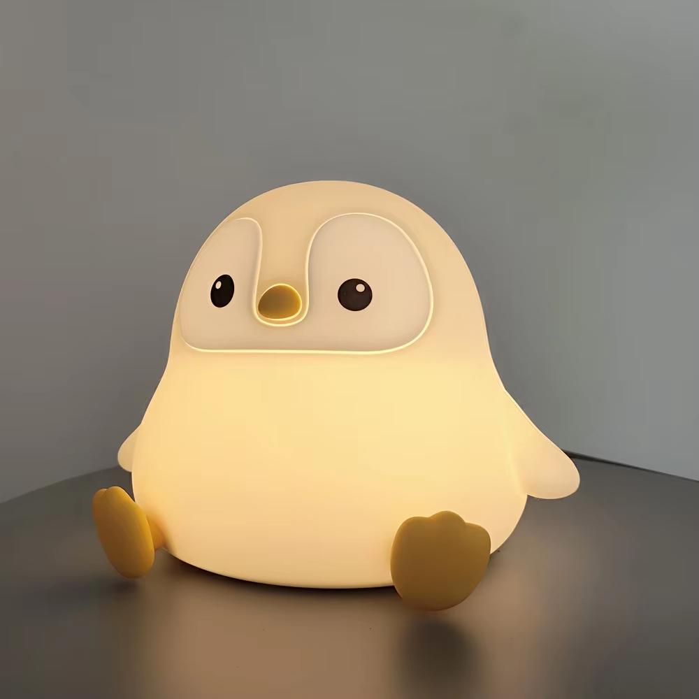 Novelty Silicone Penguin Night Light Dimmable Pat Light Rechargeable Timing Touch Sensor Suitable For Children Sleeping Night