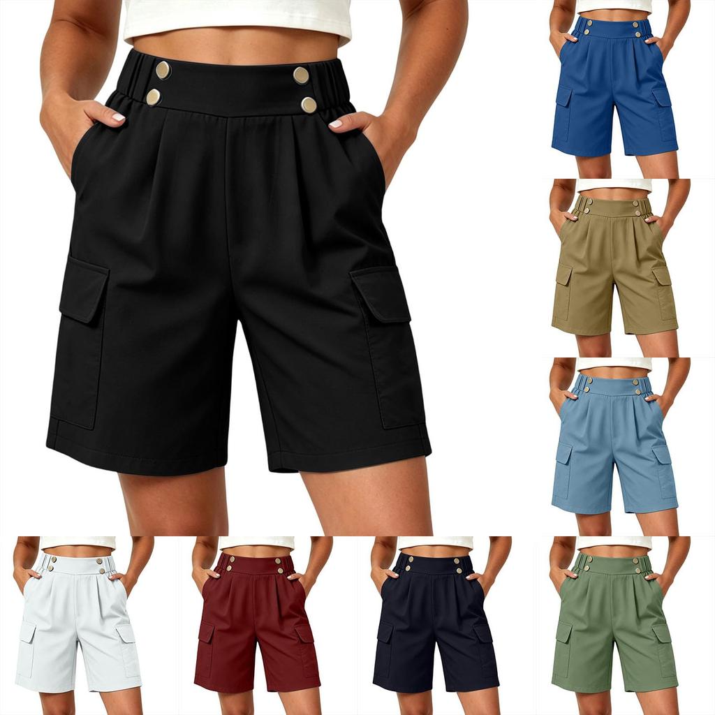 Women's Casual High Waist Loose Fit Shorts with Pockets for Summer Everyday Wear