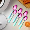 Rainbow Teaspoon Set of 6, 6 inches Mini Stainless Steel Silverware Dessert Spoons Espresso Spoons for Home, Kitchen, Restaurant, Mirror Finish and