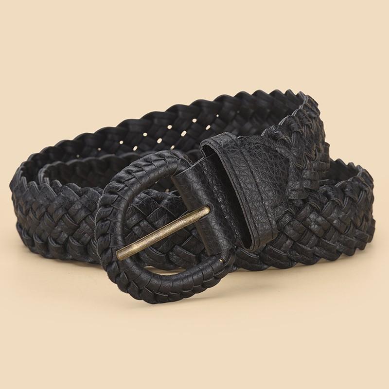 No-hole Vintage Braided Pin Buckle Belt, High Quality PU Belt, Unisex Casual Jeans Belt, Daily Commute All-match Waistband