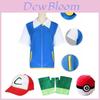 Pokmon Cosplay Kostüm Blauer Mantel Hut Handschuhe Pokéball Anime Set**
