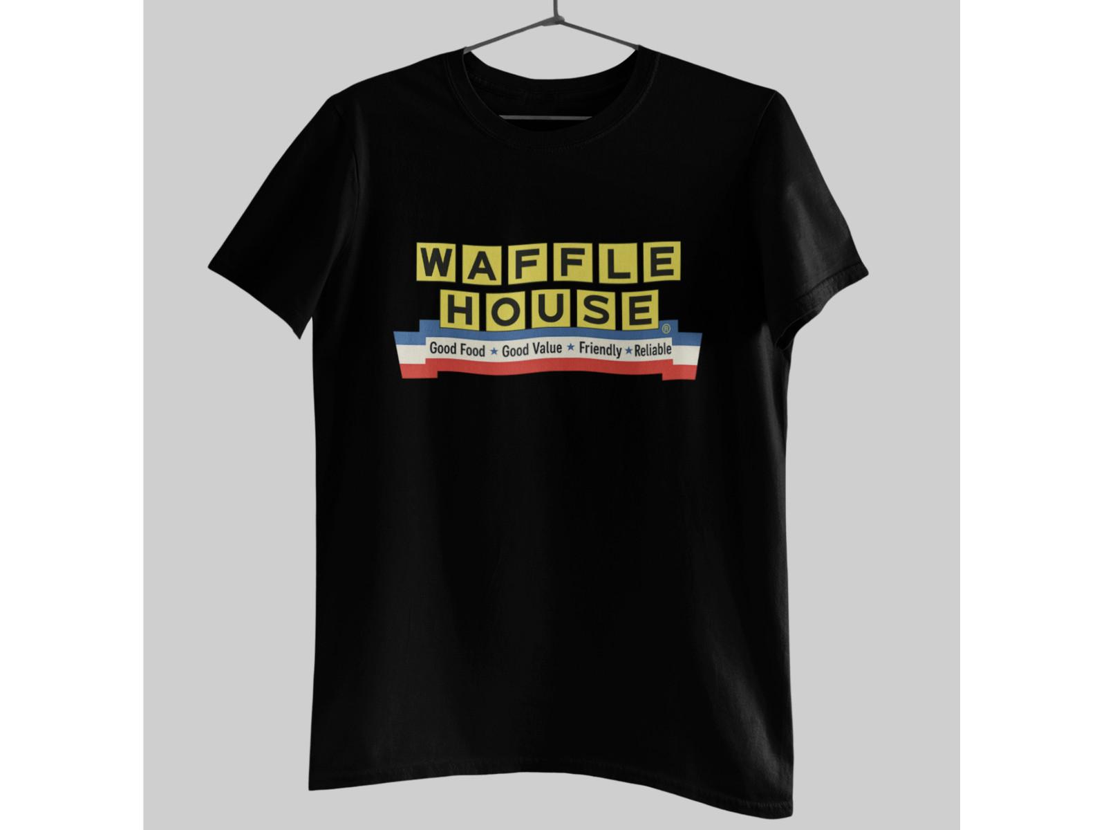 Retro Waffle Diner T-Shirt Vintage Breakfast Sign Graphic Southern Cafe Tee L