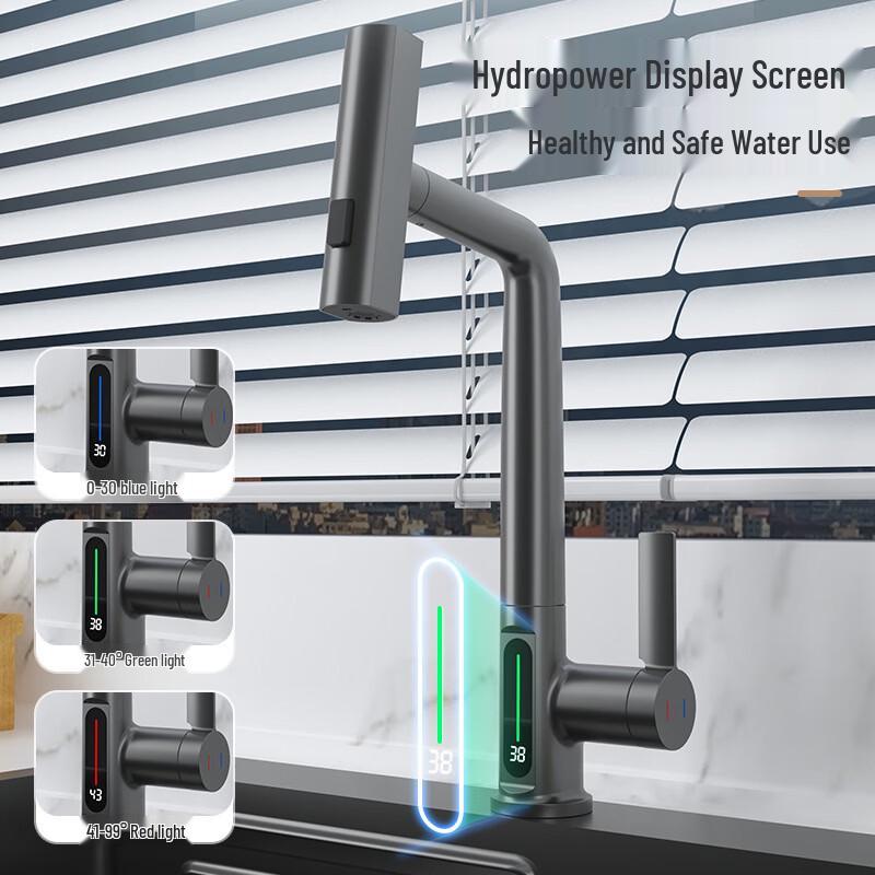 TLXT Smart Kitchen Waterfall Faucet with Sprayer
