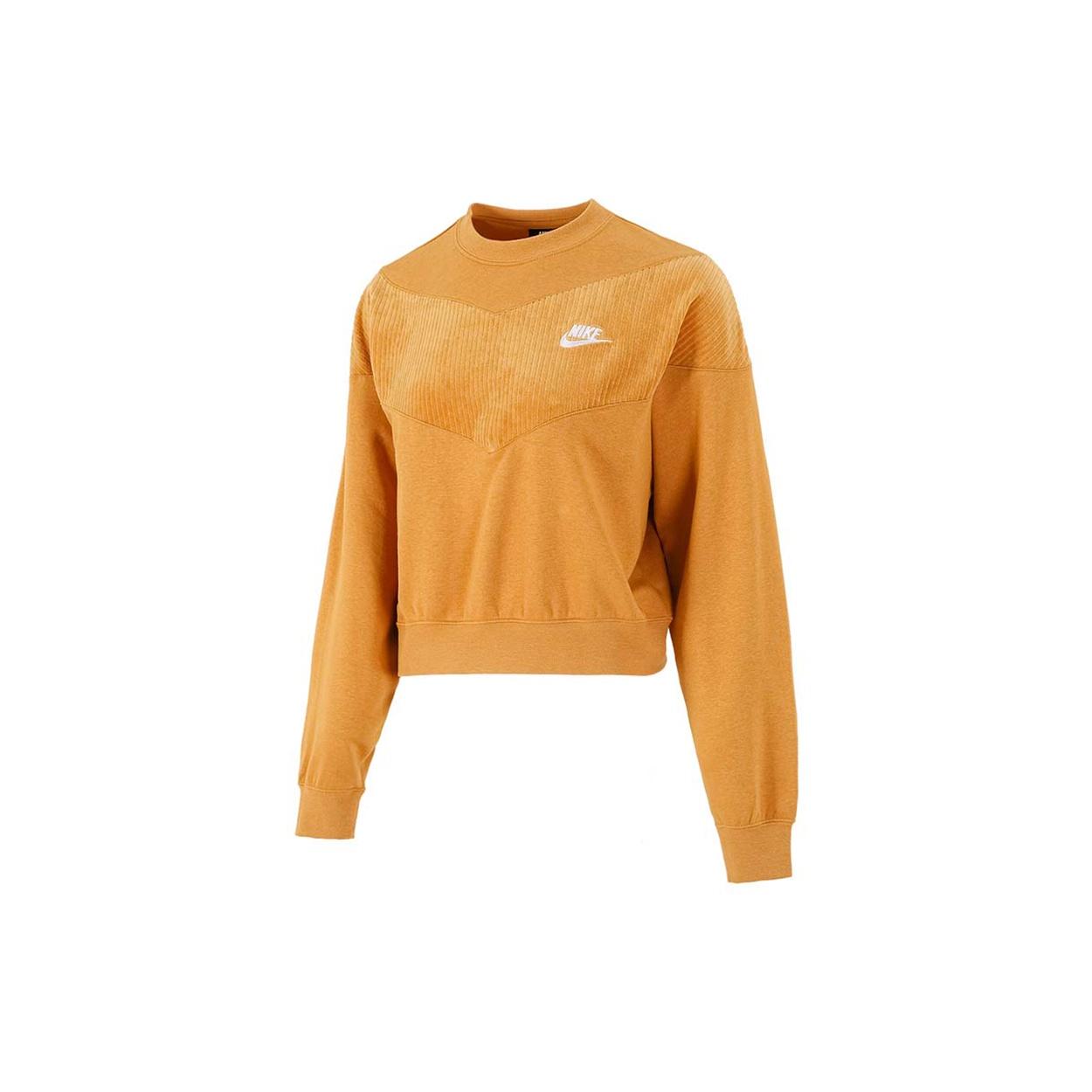 (WMNS) Nike As Nike Sportswear Hrtg Crew Velour Plus Fleece Round-neck Swea Orange Women s CZ1877-712 XL
