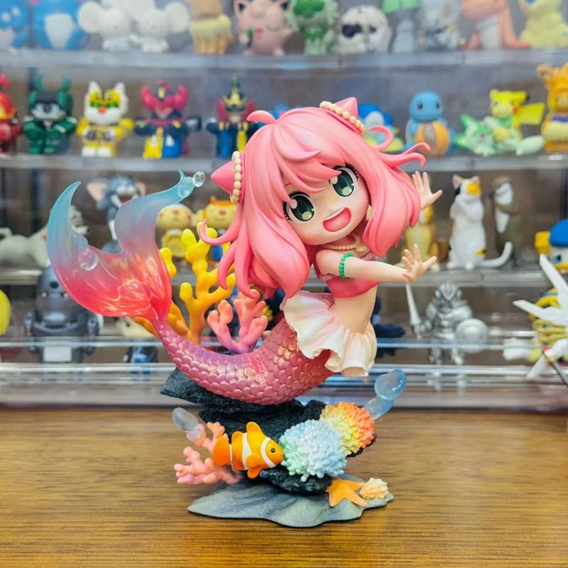 Mermaid Anya Forger Gk Anime Figure Cute Prize Model Desktop Ornament Doll Computer Case Decoration Collectible Trendy Toy Gifts