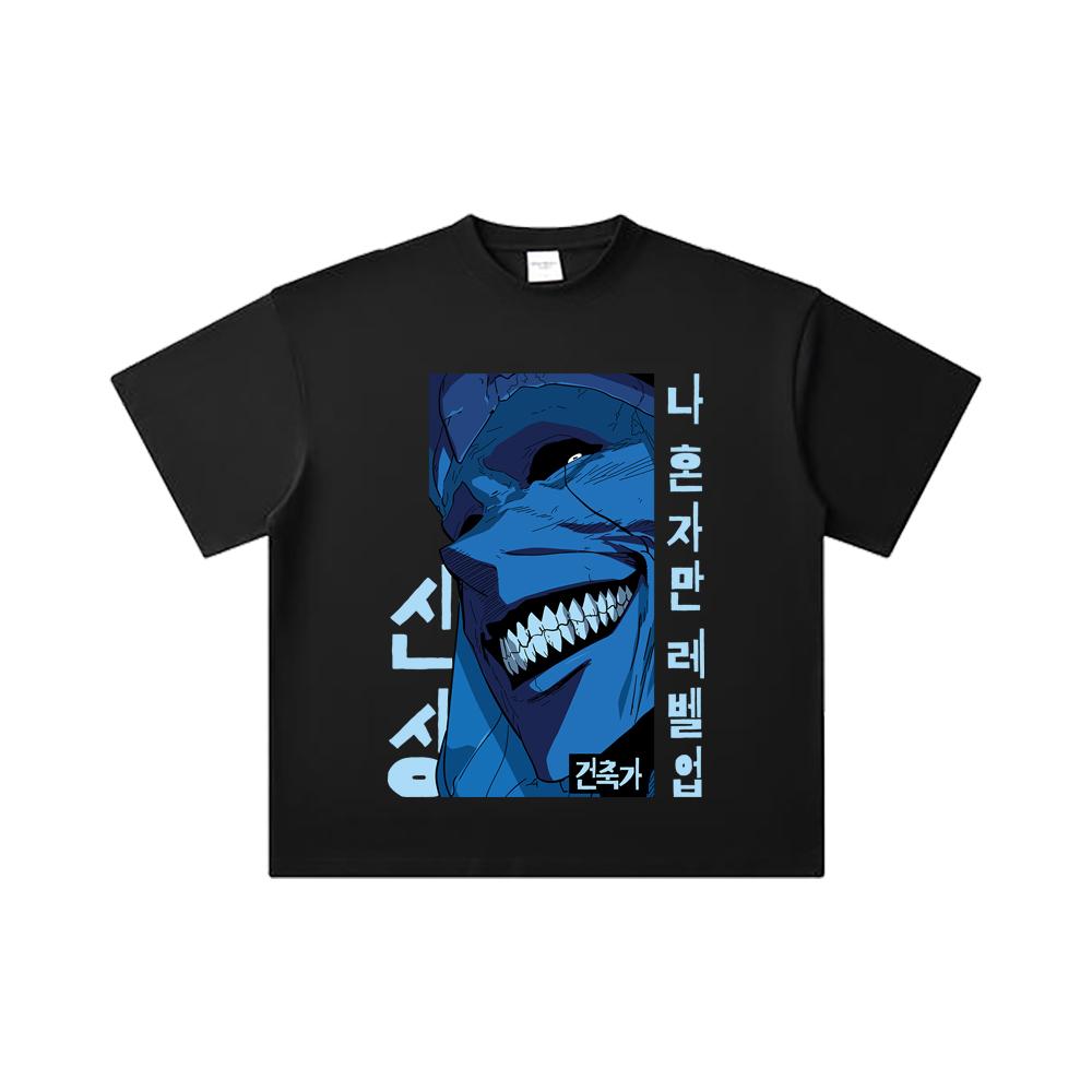 260 GSM Double Yarn 32 Count 100% Cotton Solo Leveling V16 Print Unisex Heavy Cotton T Shirt